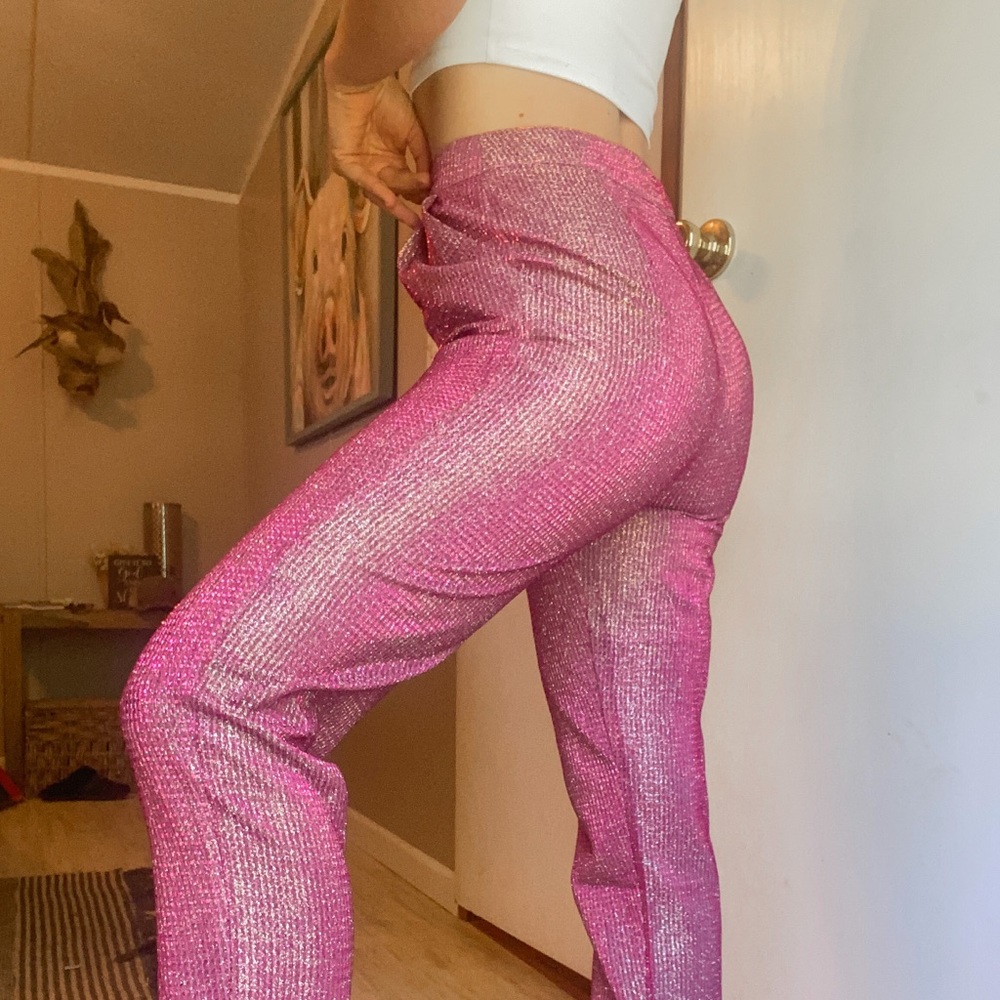 Hot pink sparkly pants!